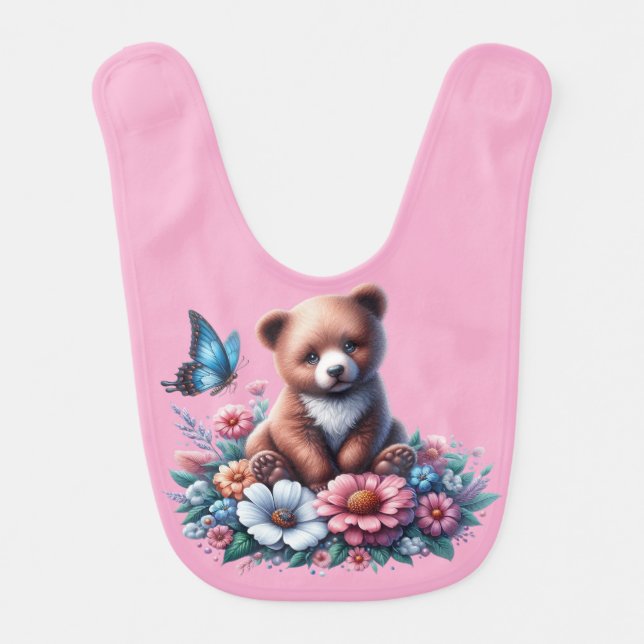 Cute Baby Bear Cub Baby Bib (Front)
