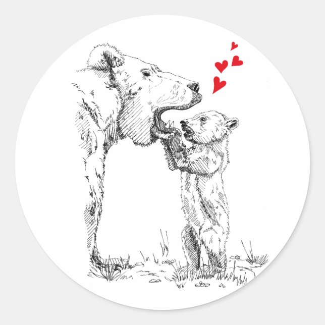 cute baby bear cub showing curioisity. classic round sticker (Front)