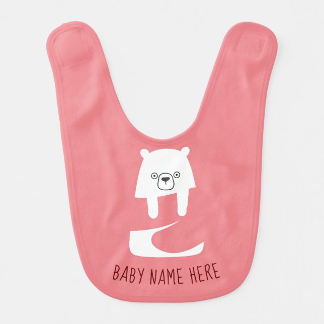 CUTE BABY BEAR | Dad Mom Daughter Son Family Baby Bib (Front)