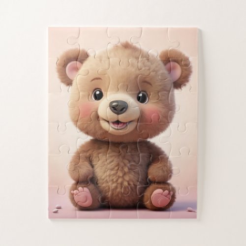 Cute Baby Bear For Baby Girl Jigsaw Puzzle