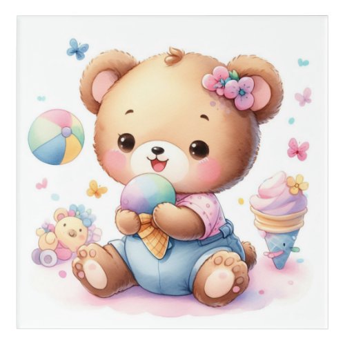 Cute Baby Bear Girl Acrylic Print