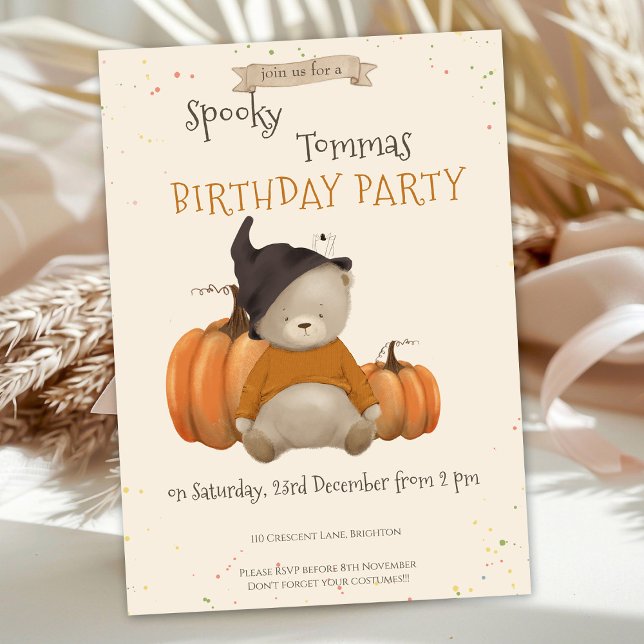 Cute Baby Bear Halloween Birthday Invitation (Creator Uploaded)