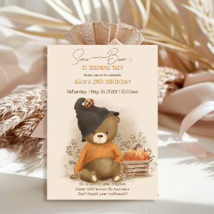 Cute Baby Bear Halloween Birthday Invitation