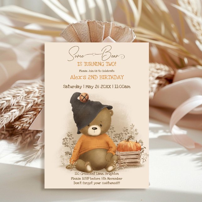 Cute Baby Bear Halloween Birthday Invitation (Creator Uploaded)