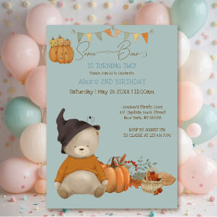 Cute Baby Bear Halloween Birthday Invitation