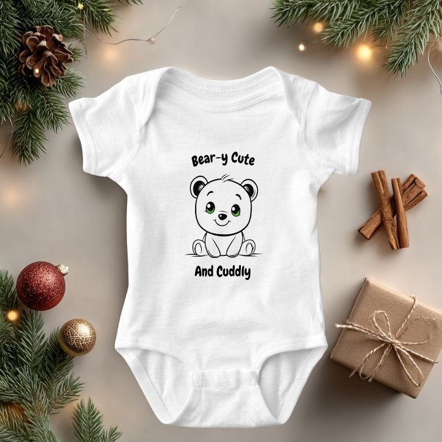 Cute Baby Bear Illustration Adorable Outfit Baby Bodysuit (Creator Uploaded)