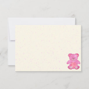 Cute Baby Bear In Pink Blank Cream Off White Note Card