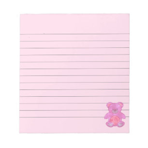 Cute Baby Bear In Pink Custom Notepad