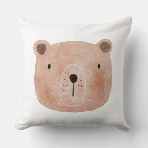 Cute baby bear nursery animal print safari pink    throw pillow