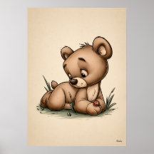 Cute Baby Bear Nursery Art Scandinavian Minimal