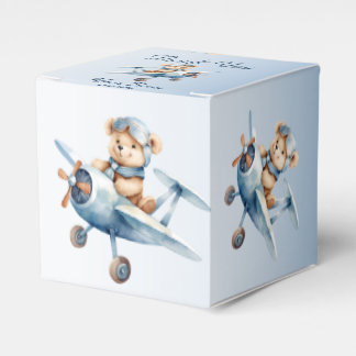 Cute Baby Bear Pilot Blue Airplane Beautiful Favor Boxes