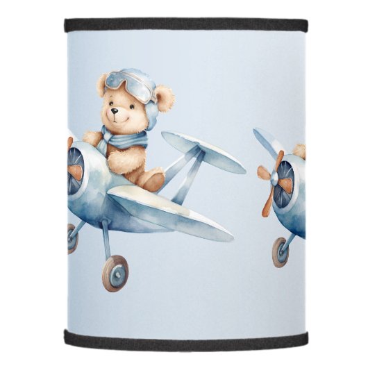 Cute Baby Bear Pilot Blue Airplane Beautiful Lamp Shade (Left)