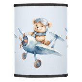 Cute Baby Bear Pilot Blue Airplane Beautiful Lamp Shade (Front)
