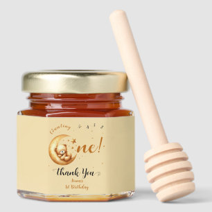 Cute Baby Bear Sleeping On The Moon 1st Birthday Honey Jar Favors