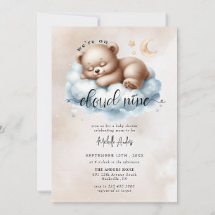 Cute Baby Bear   Watercolor Boy Baby Shower Invitation