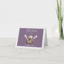 Cute Baby Bear with Balloons Purple & White