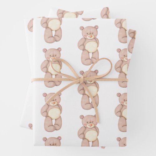 Cute baby bear wrapping paper sheet