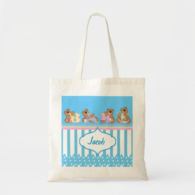 Cute Baby Bears for a Boy Tote Bag (Front)
