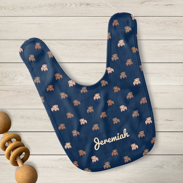 Cute Baby Bears Pattern Personalized Baby Bib (Cute baby bear cub pattern for cute babies.)