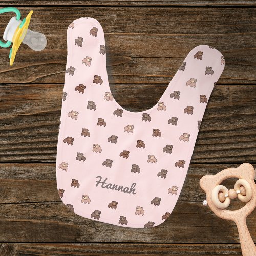 Cute Baby Bears Pattern Personalized Baby Bib