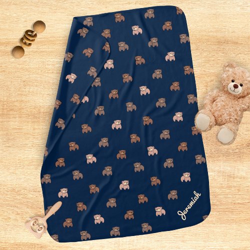 Cute Baby Bears Pattern Personalized Baby Blanket