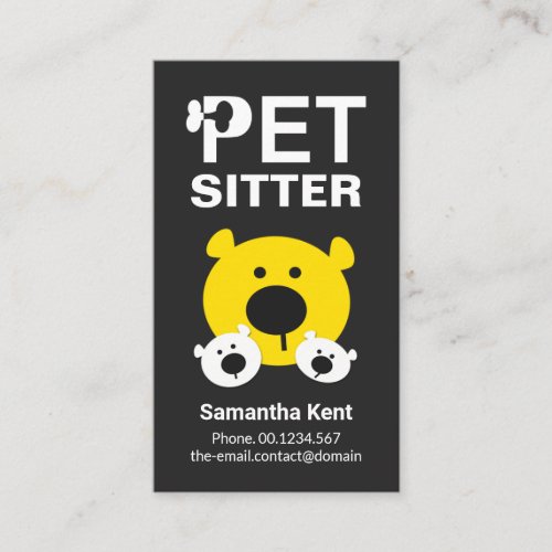 Cute Baby Bears Yellow Nanny Pet Sitting Business Card