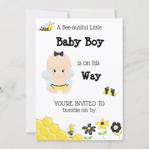 *~* Cute Baby Bee Baby BOY Shower Invitation