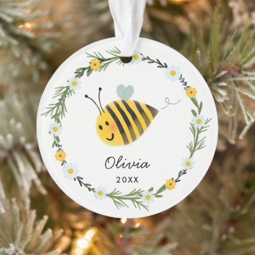 Cute Baby Bee First Christmas Ornament