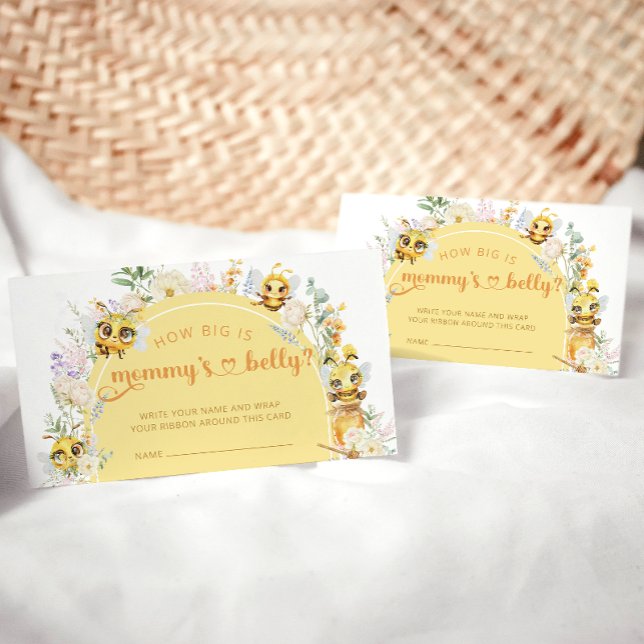 Cute Baby Bee & Floral How Big Is Mommy's Belly Enclosure Card (Creator Uploaded)