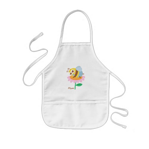 Cute baby bee resting on a pink flower kids apron