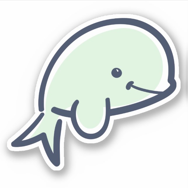 Cute Baby Beluga Whale Cartoon Scrapbook Sticker (Front)