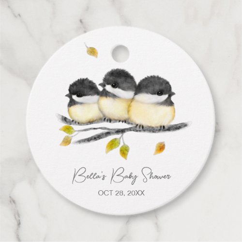 Cute Baby Bird Chickadees Baby Shower Favor Tags