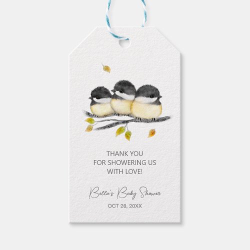 Cute Baby Bird Chickadees Baby Shower Gift Tags