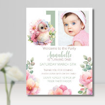 Cute Baby Bird One Year Old Welcome Sign
