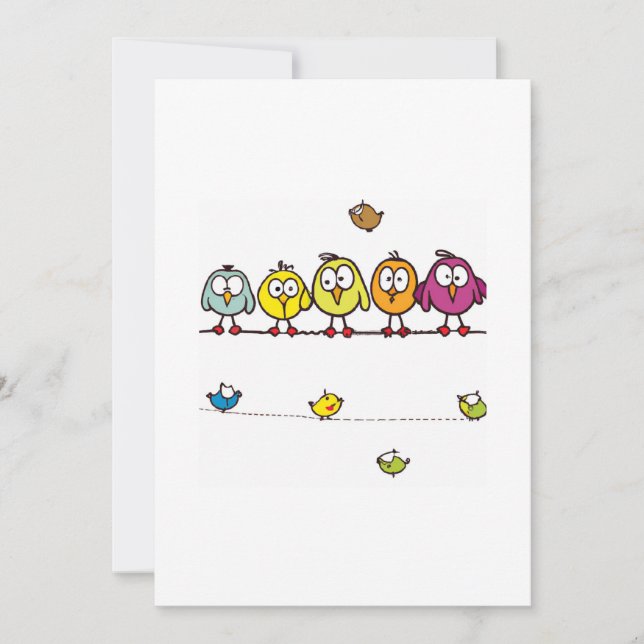 Cute baby birds for your cute invitation (Front)