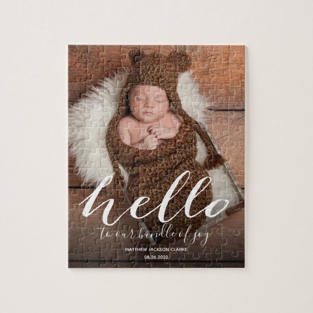 Cute Baby Birth Announcement Jigsaw Puzzle (Vertical)