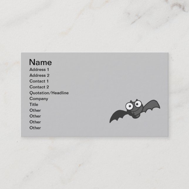 CUTE BABY BLACK BAT CARTOON FLYING HAPPY FUN BUSINESS CARD (Front)