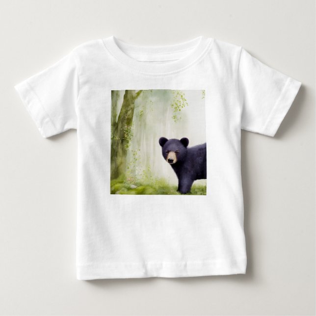Cute Baby Black Bear Cub T-Shirt for Kids (Front)