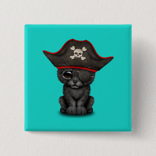Cute Baby Black Panther Cub Pirate Pinback Button