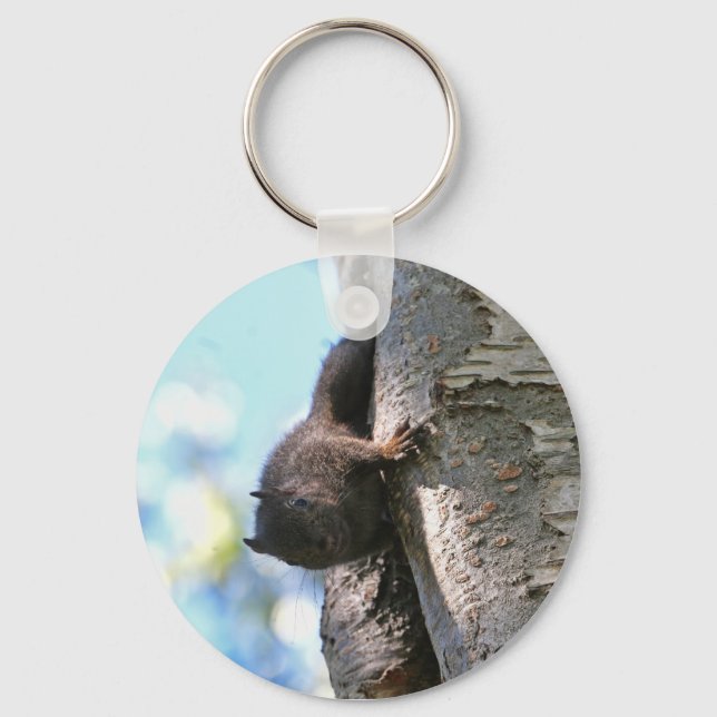 Cute Baby Black Squirrel Keychain (Front)