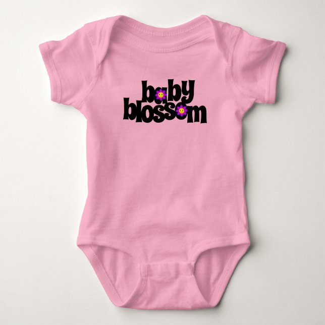 Cute Baby Blossoms Smiling Purple Daisies Baby Bodysuit (Front)