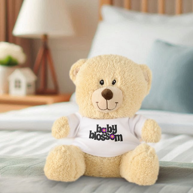 Cute Baby Blossoms Smiling Purple Daisies Teddy Bear (Small Baby Blossom Teddy Bear Cover Photo (Front))