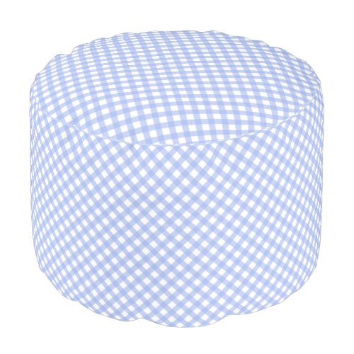 Cute Baby Blue and Gingham Pattern Pouf
