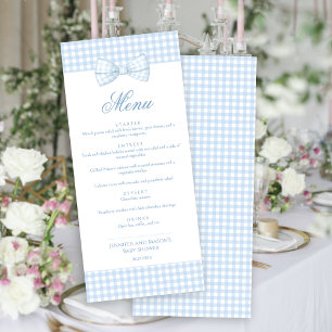 Cute Baby Blue Bow Tie in Gingham Baby Boy Shower Menu