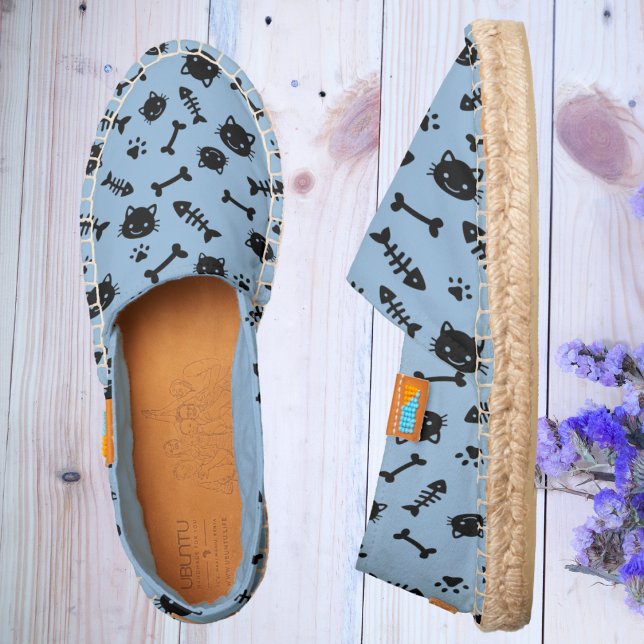 Cute Baby Blue Cat Bones Fish Paw Pattern Espadrilles (Creator Uploaded)