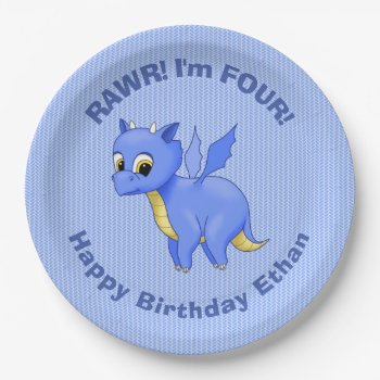 Cute Baby Blue Dragon Paper Plates by Fun_Forest at Zazzle