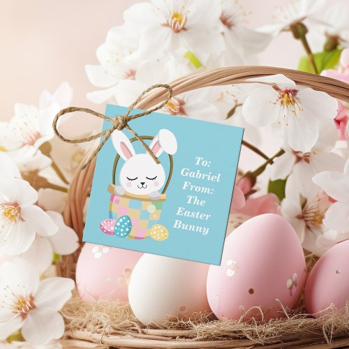 Cute Baby Blue Easter Bunny Customized Party Favor Tags