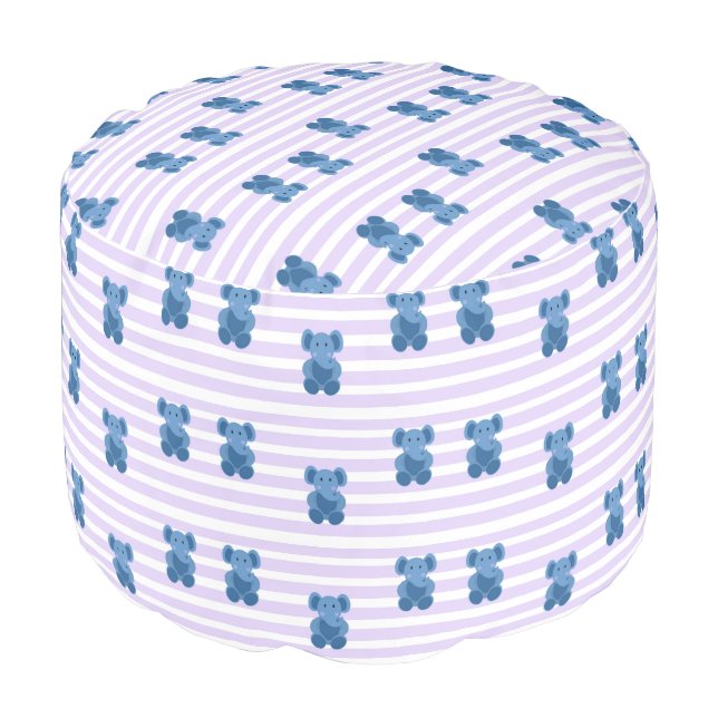 Cute baby blue elephant pouf (Angled Front)