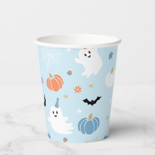 Cute Baby Blue Ghost Halloween Paper Cups