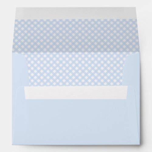 Cute Baby Blue Gingham Lined  Heart Envelopes